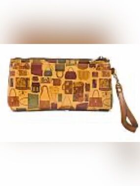 PATRICIA NASH leather clutch w/removable strap